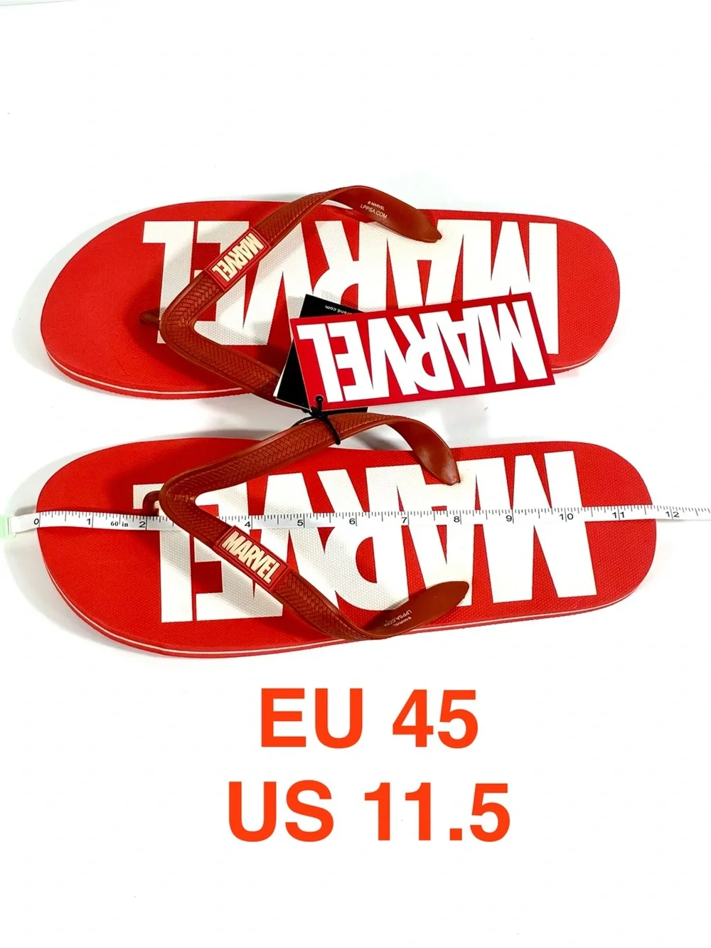 Marvel Comics Men Classic Logo Flip Flops Beach Slides Red White Summer Beach